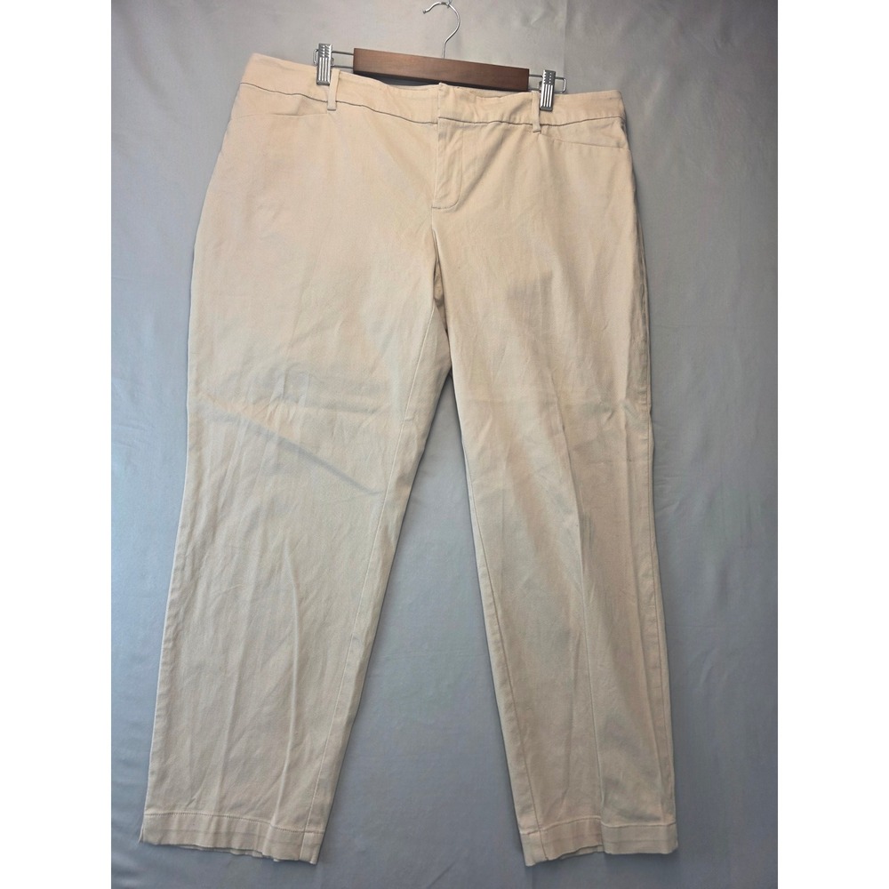 Lord & Taylor Kelly Ankle Pants Beige Tan Textured Straight Leg 14W